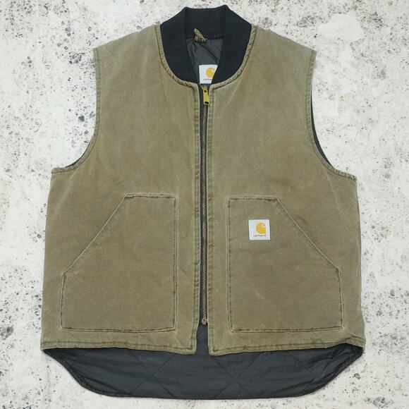 Vintage Carhartt VQ1882 Chestnut Faded Brown Arctic Vest Size Large - Picture 1 of 9